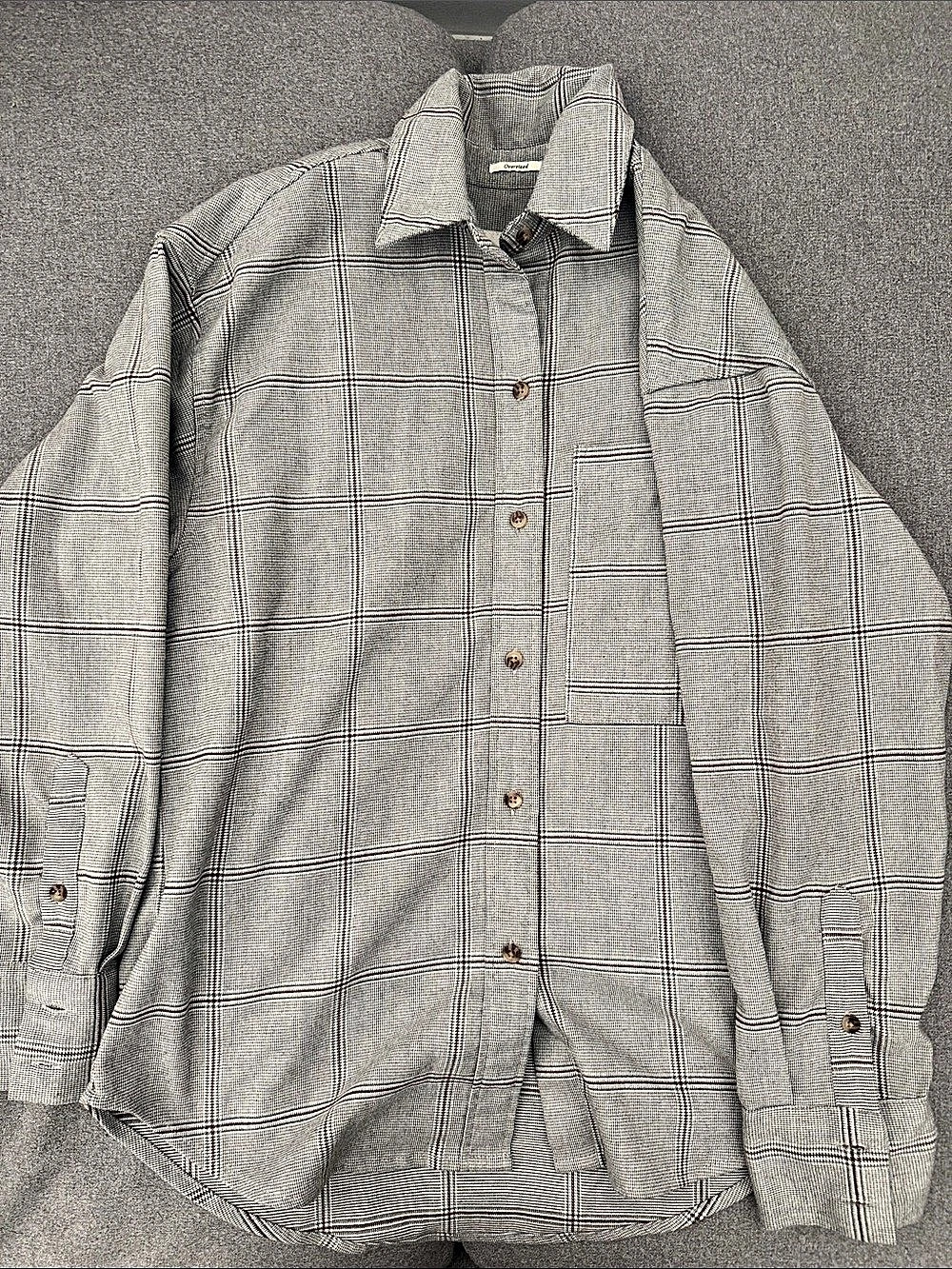 Abercrombie & Fitch Soft A&F Collection Plaid Utility Jacket Gray & White